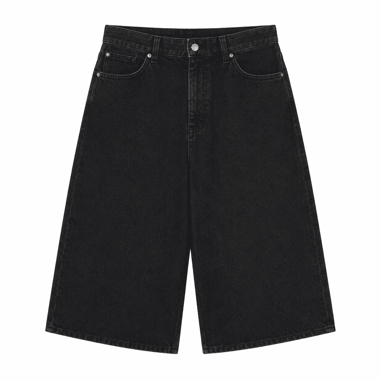 Black denim bermuda pants